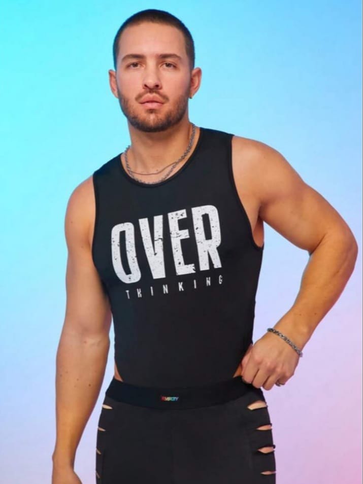 Men's English Letter Print Bodysuit